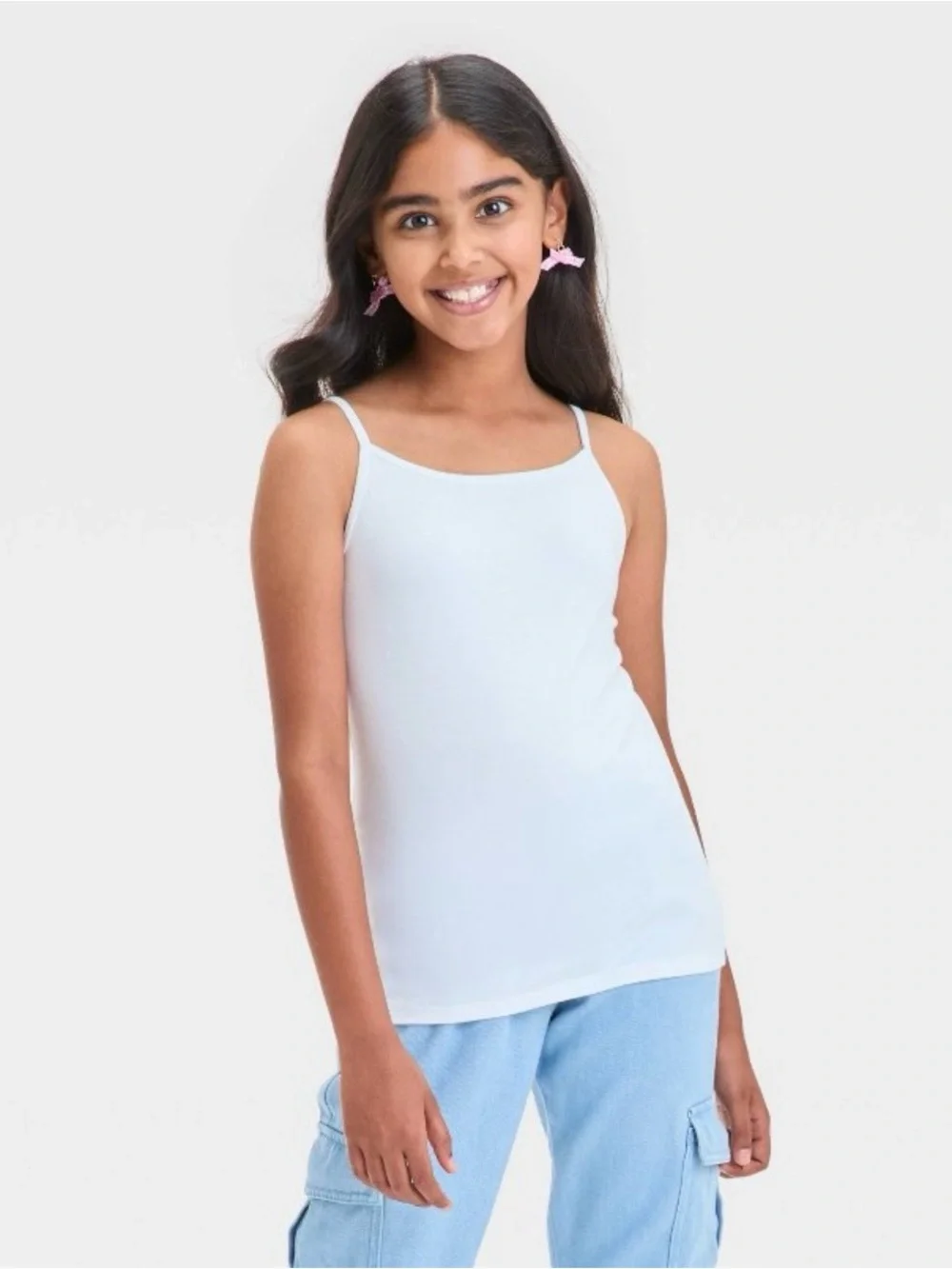 Cat & Jack Girls Small (6/7) Cami Tank Top Undershirt Layering Cotton White NWOT
